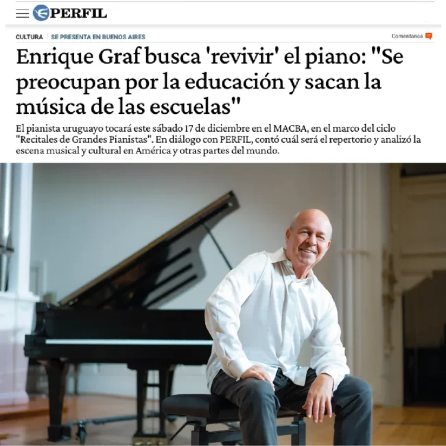Enrique Graf busca ‘revivir’ el piano: «Se preocupan por la educación y sacan la música de las escuelas»